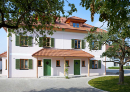 Doppelhaus Wörthersee mit Satteldach und begrüntem Garten