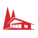 Rotes Signet von ISARTALER HOLZHAUS mit stilisiertem Haus